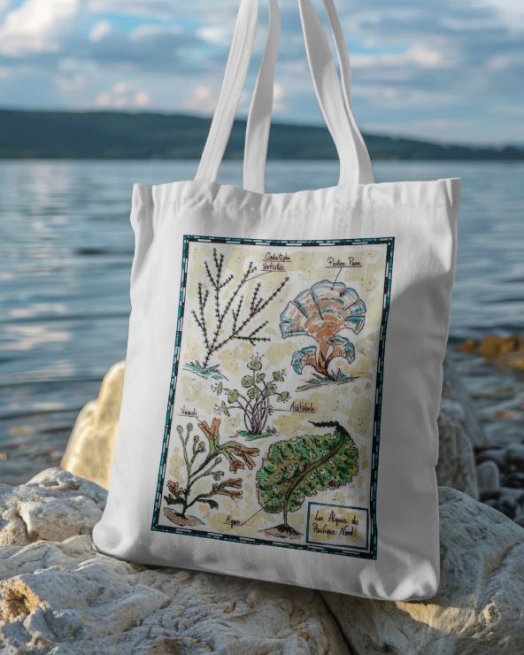 Tote-bag Planche botanique, les algues, illustration de Thomas Vernus