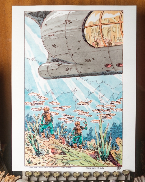 Illustration Originale de Thomas Vernus pour 20 000 Lieues sous les Mers de Jules Verne.