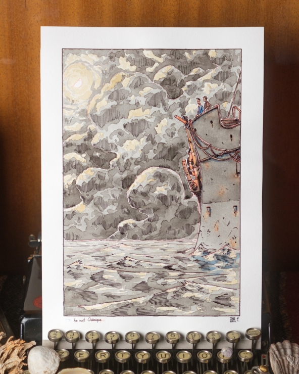 Illustration Originale de Thomas Vernus pour 20 000 Lieues sous les Mers de Jules Verne.