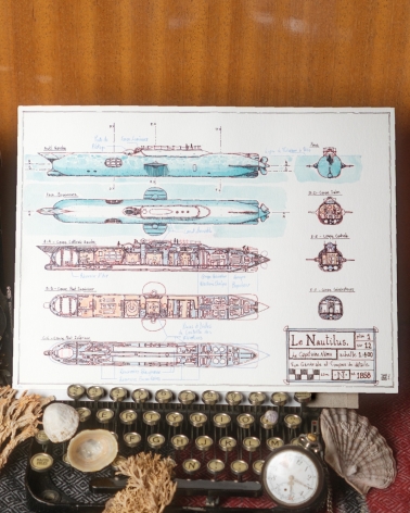 Illustration Originale de Thomas Vernus pour 20 000 Lieues sous les Mers de Jules Verne.