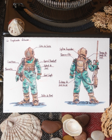 Illustration Originale de Thomas Vernus pour 20 000 Lieues sous les Mers de Jules Verne.