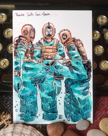 Illustration Originale de Thomas Vernus pour 20 000 Lieues sous les Mers de Jules Verne.
