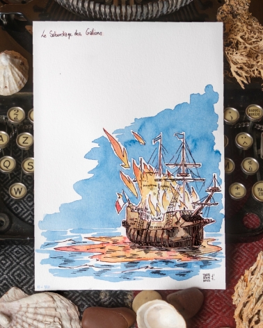 Illustration Originale de Thomas Vernus pour 20 000 Lieues sous les Mers de Jules Verne.