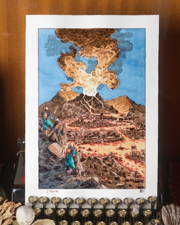 Illustration Originale de Thomas Vernus pour 20 000 Lieues sous les Mers de Jules Verne.