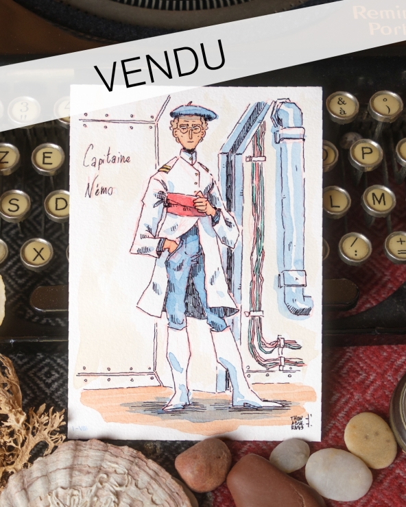 Illustration Originale de Thomas Vernus pour 20 000 Lieues sous les Mers de Jules Verne.