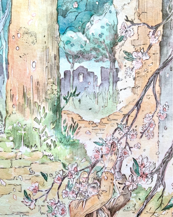 Illustration Originale d'Elsa Roman pour Daisy Miller - Sylphe indolent