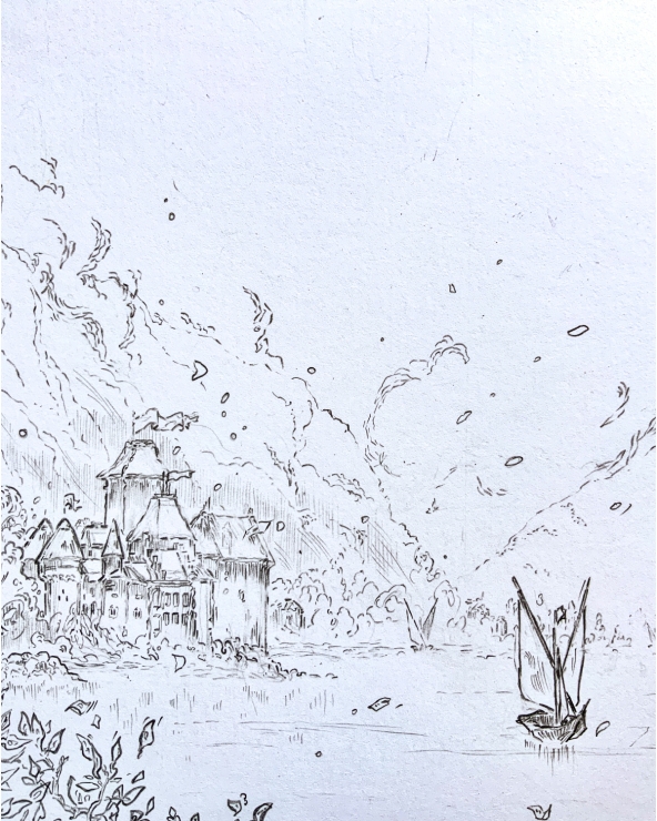 Illustration Originale d'Elsa Roman pour Daisy Miller - Château de Chillon