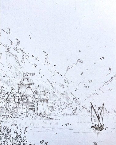 Illustration Originale d'Elsa Roman pour Daisy Miller - Château de Chillon