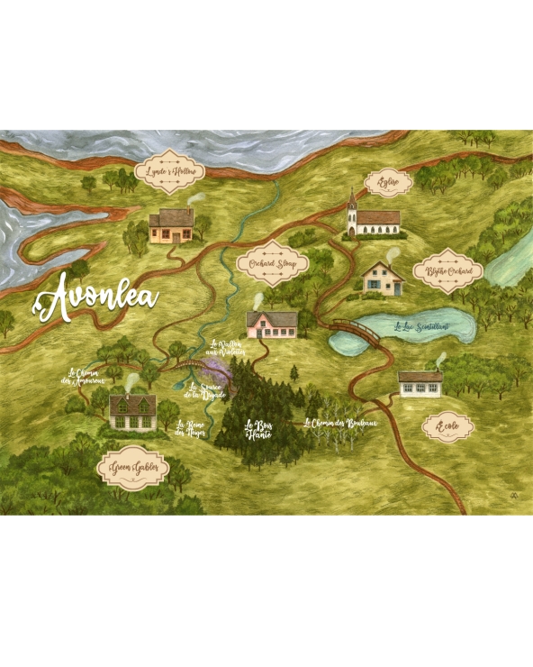 Carte d'Avonlea, Anne de Green Gables illustré d'Adeline Martin