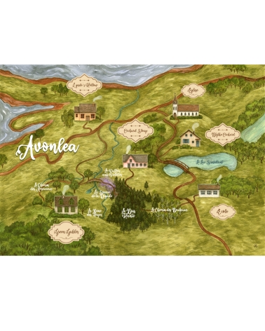 Carte d'Avonlea, Anne de Green Gables illustré d'Adeline Martin