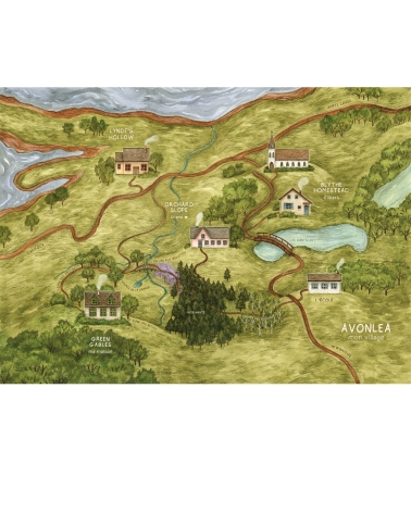 Carte d'Avonlea, Anne de Green Gables illustré d'Adeline Martin