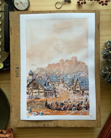 Illustration Originale de Thomas Vernus pour Le Chateau de Franz Kafka.