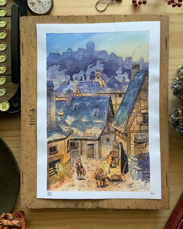 Illustration Originale de Thomas Vernus pour Le Chateau de Franz Kafka.