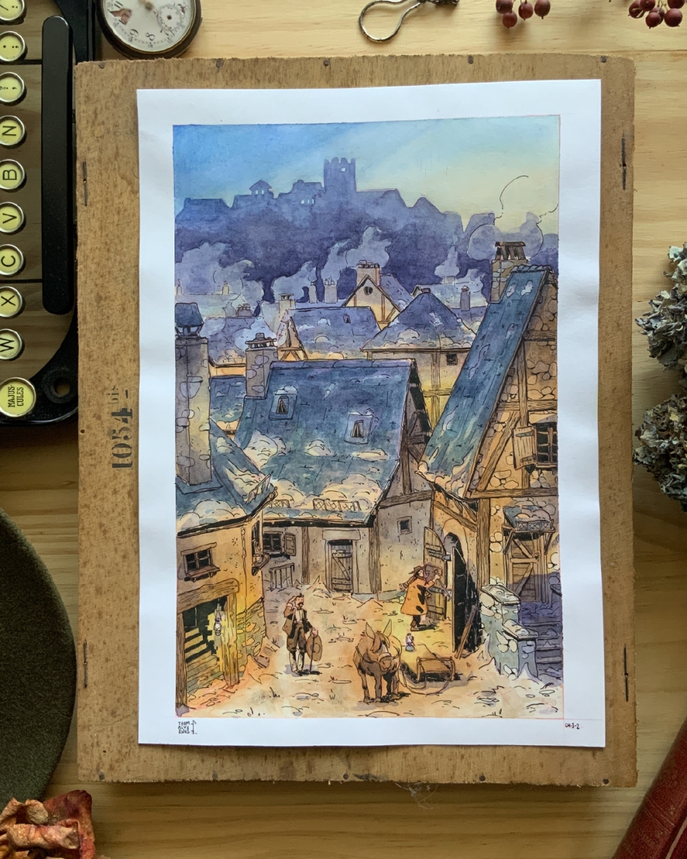 Illustration Originale de Thomas Vernus pour Le Chateau de Franz Kafka.