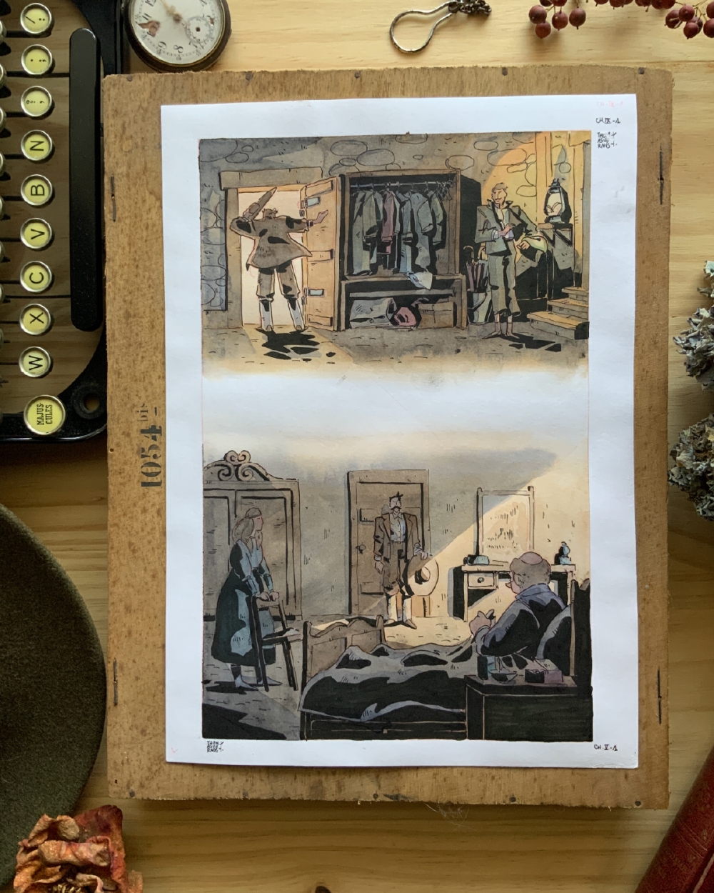 Illustration Originale de Thomas Vernus pour Le Chateau de Franz Kafka.