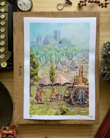 Illustration Originale de Thomas Vernus pour Le Chateau de Franz Kafka.