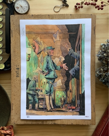 Illustration Originale de Thomas Vernus pour Le Chateau de Franz Kafka.