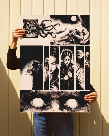 Affiche Illustration Le Monstre sur le Seuil